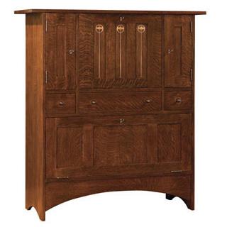 Stickley Oak Mission Classics Harvey Ellis Fall Front Bar with Concealed Wine Storage Sprintz Furniture Buffets